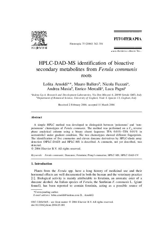 (PDF) HPLC-DAD-MS identification of bioactive secondary metabolites ...