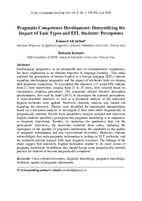 (PDF) Pragmatic Competence Development: Demystifying the Impact of Task ...