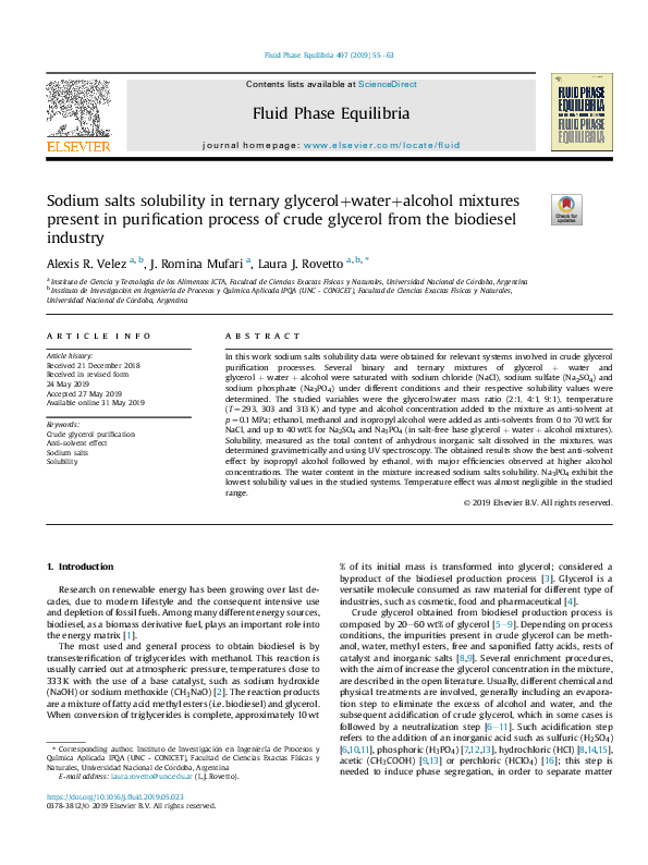 (PDF) Sodium salts solubility in ternary glycerol+water+alcohol ...
