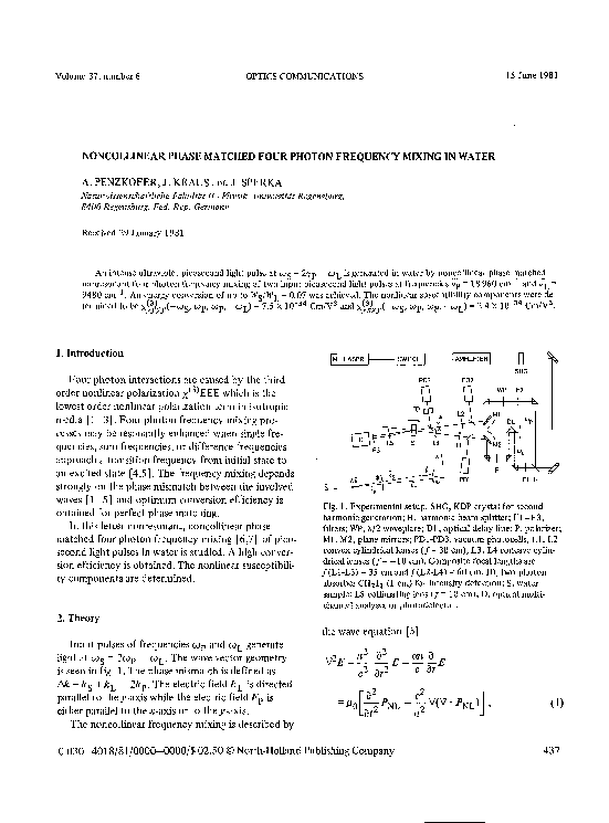 (PDF) Noncollinear phase matched four photon frequency mixing in water