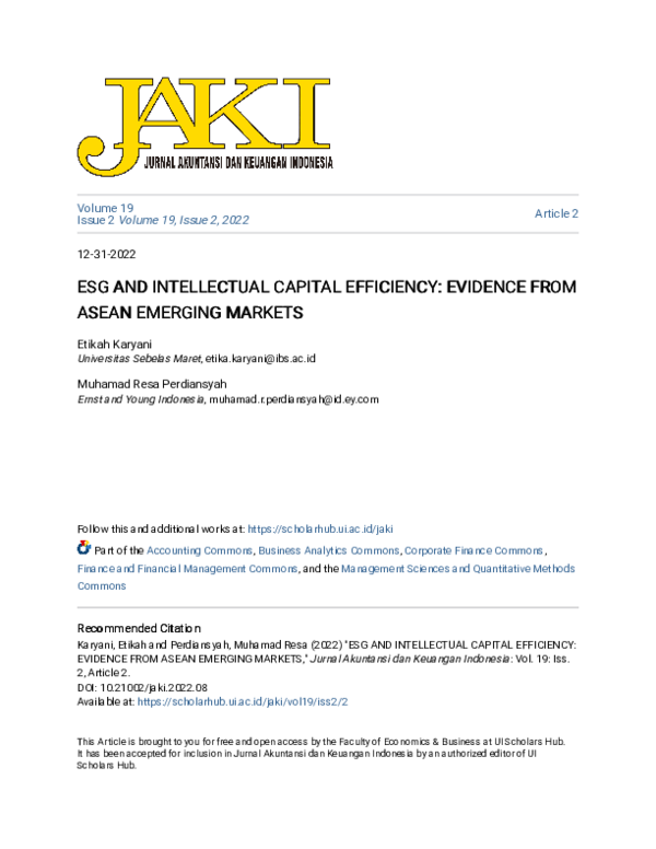 (PDF) Esg and Intellectual Capital Efficiency: Evidence from Asean ...