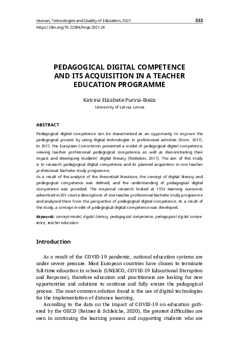 (PDF) Pedagogical Digital Competence and its Acquisition in a Teacher ...