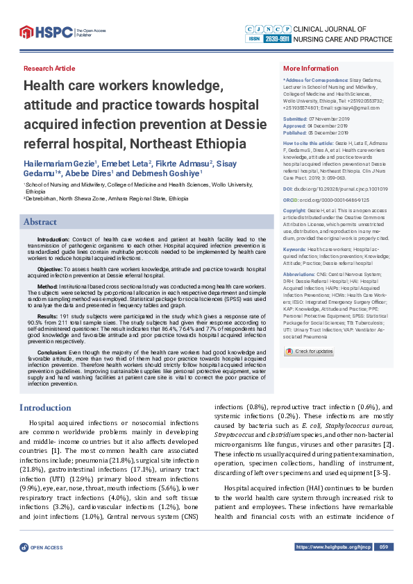 (PDF) Health care workers knowledge, attitude and practice towards ...