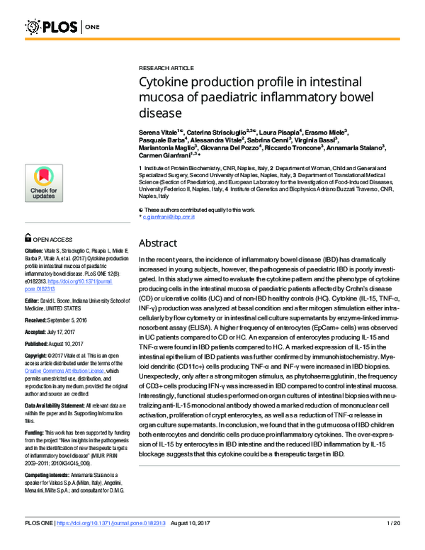 (PDF) Cytokine production profile in intestinal mucosa of paediatric ...