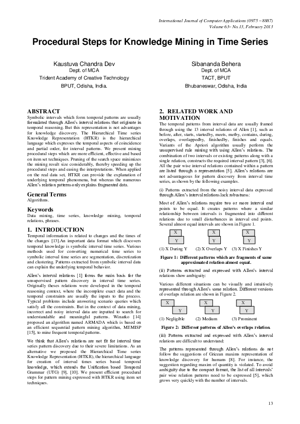 (PDF) Procedural Steps for Knowledge Mining in Time Series