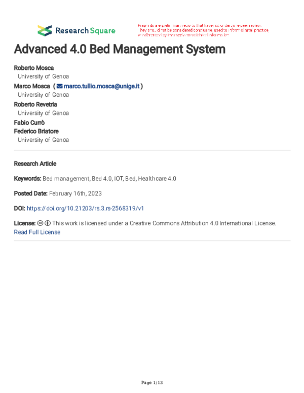 (PDF) Advanced 4.0 Bed Management System