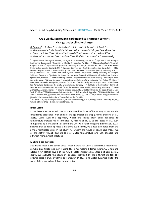 (PDF) Crop yields, soil organic carbon and soil nitrogen content change ...