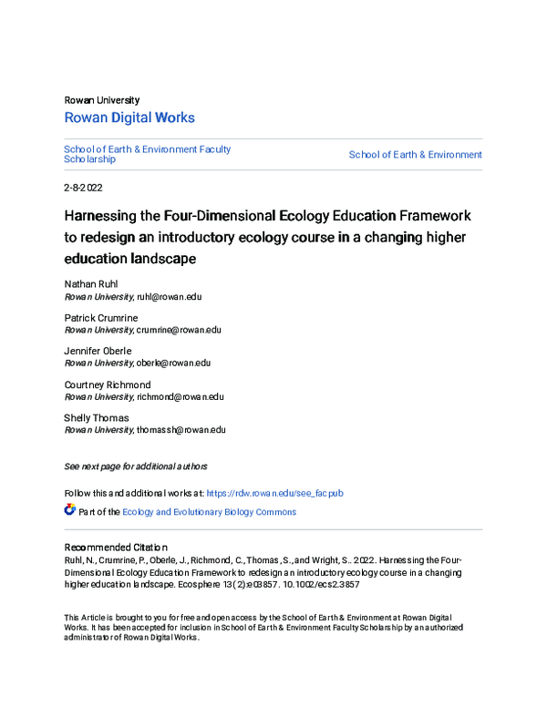(PDF) Harnessing the Four‐Dimensional Ecology Education Framework to ...