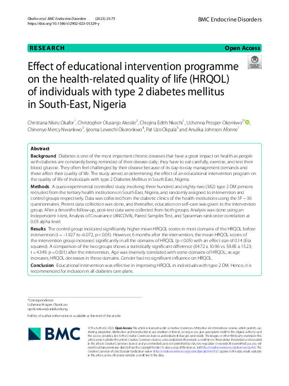 (PDF) Effect of educational intervention programme on the health ...