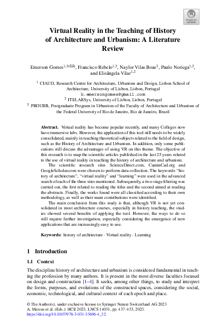 (PDF) Virtual Reality in the Teaching of History of Architecture and ...