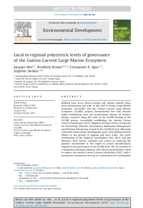 (PDF) Local to regional polycentric levels of governance of the Guinea ...