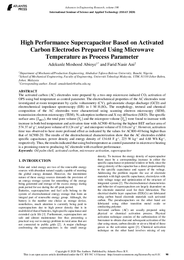 (PDF) High Performance Supercapacitor Based on Activated Carbon ...