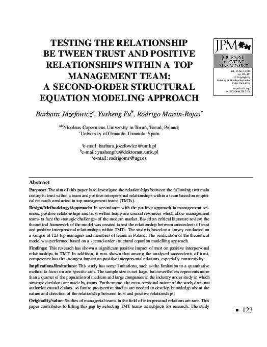 (PDF) Testing The Relationship Between Trust And Positive Relationships ...