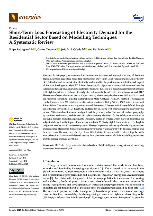 (PDF) Short-Term Load Forecasting of Electricity Demand for the ...