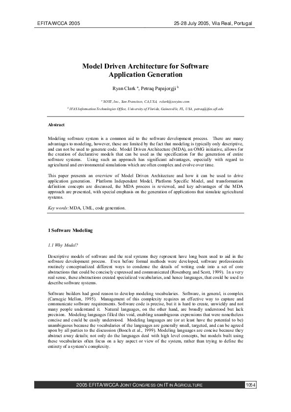 (PDF) Model Driven Architecture for Software Application Generation
