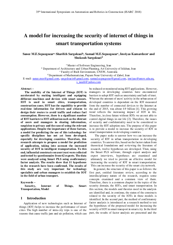 (PDF) A Model for Increasing the Security of Internet of Things in ...