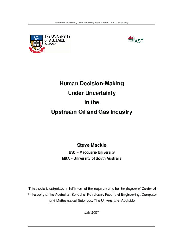(PDF) Human decision-making under uncertainty in the upstream oil and ...
