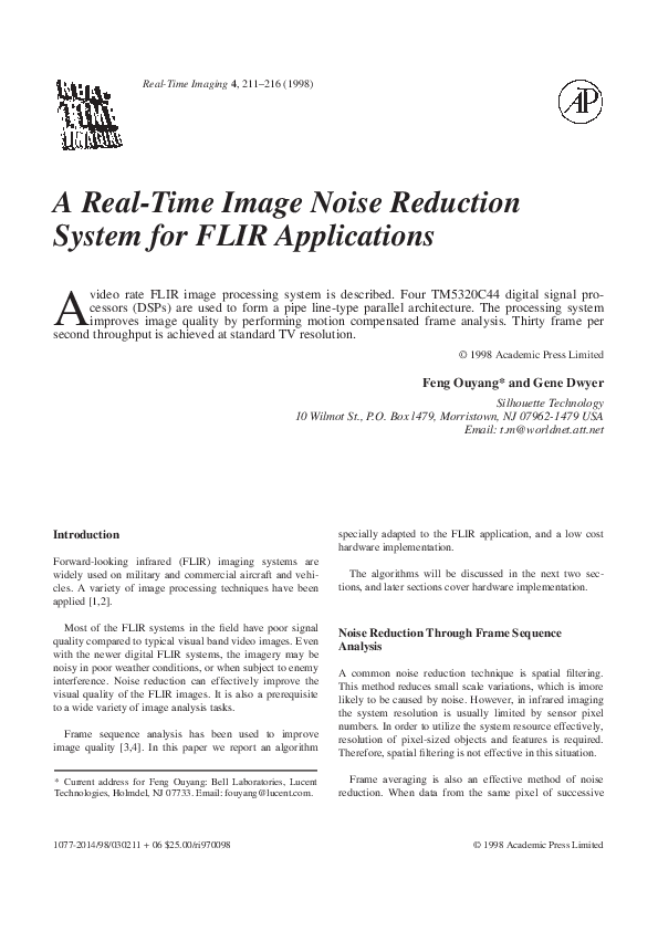 (PDF) A Real-Time Image Noise Reduction System for FLIR Applications
