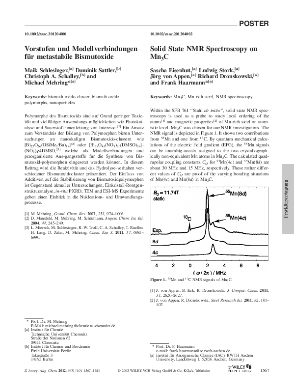 (PDF) Solid State NMR Spectroscopy on Mn3C