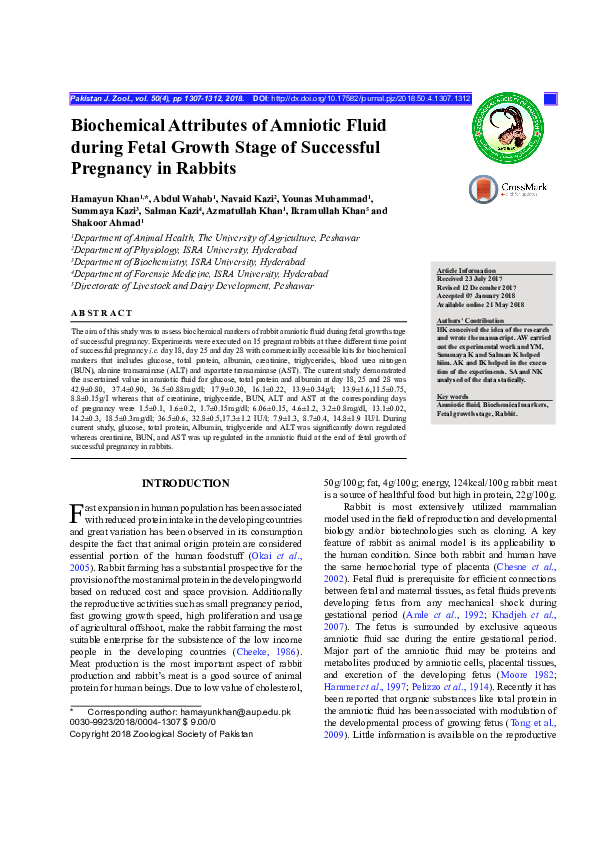 (PDF) Biochemical Attributes of Amniotic Fluid during Fetal Growth ...