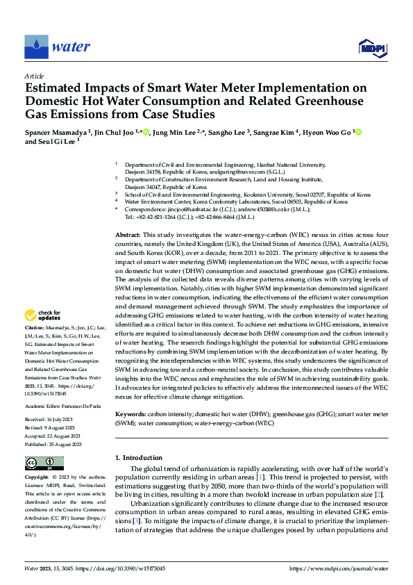 (PDF) Estimated Impacts of Smart Water Meter Implementation on Domestic ...
