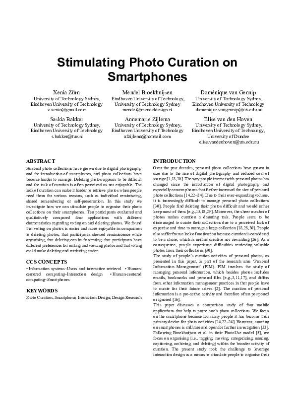 (PDF) Stimulating Photo Curation on Smartphones