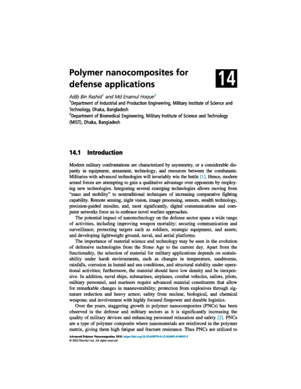 (PDF) Polymer nanocomposites for defense applications