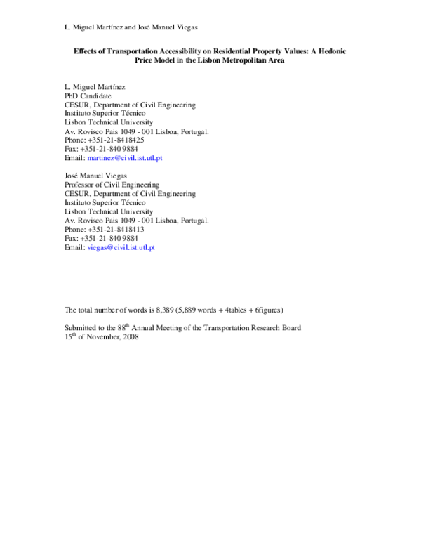 (PDF) Effects of Transportation Accessibility on Residential Property ...