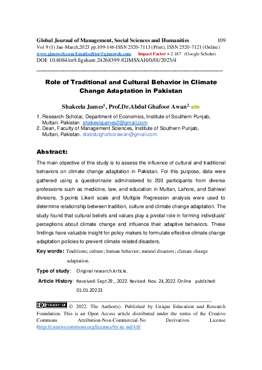 (PDF) Role of Traditional and Cultural Behavior in Climate Change ...