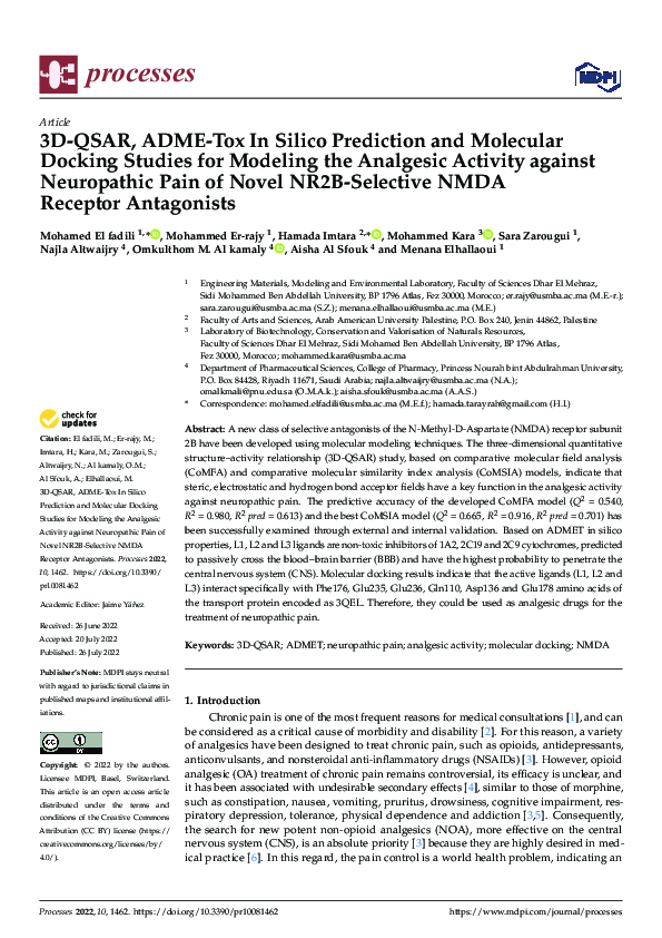 (PDF) 3D-QSAR, ADME-Tox In Silico Prediction and Molecular Docking ...