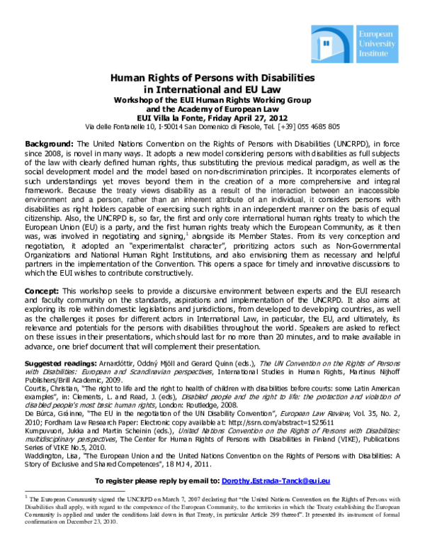 (PDF) Human rights of persons with disabilities in international and EU law