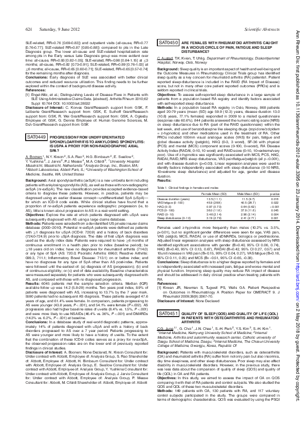 (PDF) SAT0449 Progression from undifferentiated spondyloarthritis to