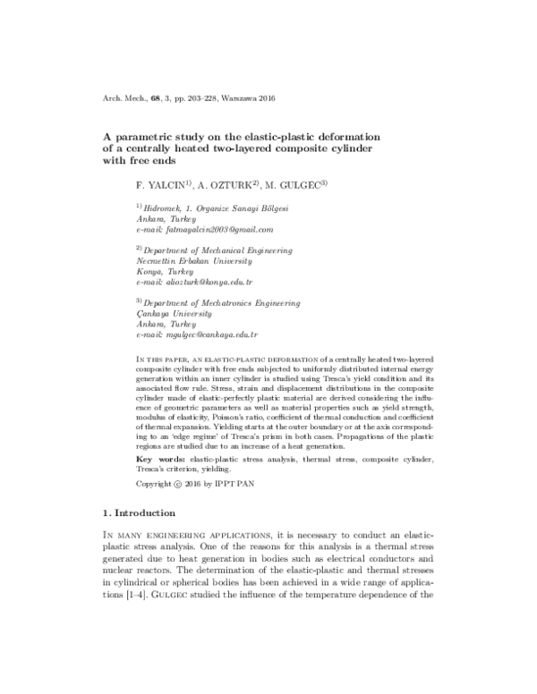 (PDF) A parametric study on the elastic-plastic deformation of a ...