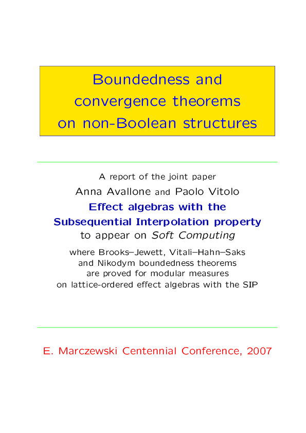 (PDF) Boundedness and convergence theorems on non-Boolean structures
