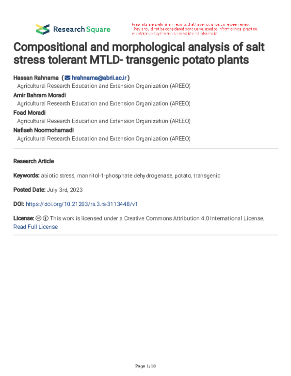 (PDF) Compositional and morphological analysis of salt stress tolerant ...