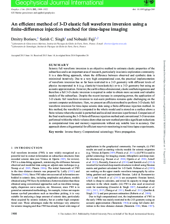 (PDF) An efficient method of 3-D elastic full waveform inversion using ...