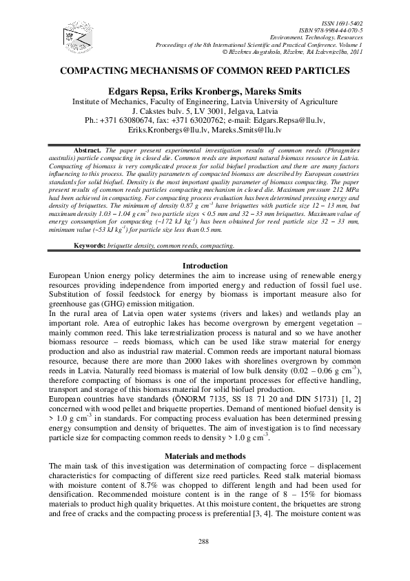 (PDF) Compacting Mechanisms of Common Reed Particles