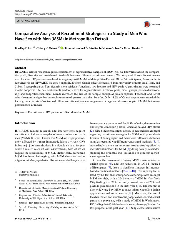 (PDF) Comparative Analysis of Recruitment Strategies in a Study of Men ...