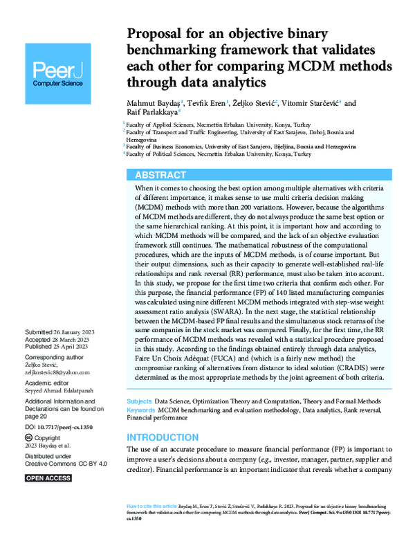 (PDF) Proposal for an objective binary benchmarking framework that ...