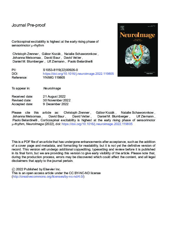 (PDF) Corticospinal excitability is highest at the early rising phase ...