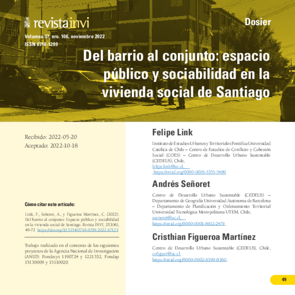 Del barrio al conjunto: Espacio público y sociabilidad en la vivienda social de Santiago