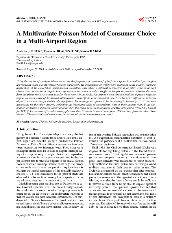 (PDF) A Multivariate Poisson Model of Consumer Choice in a Multi ...