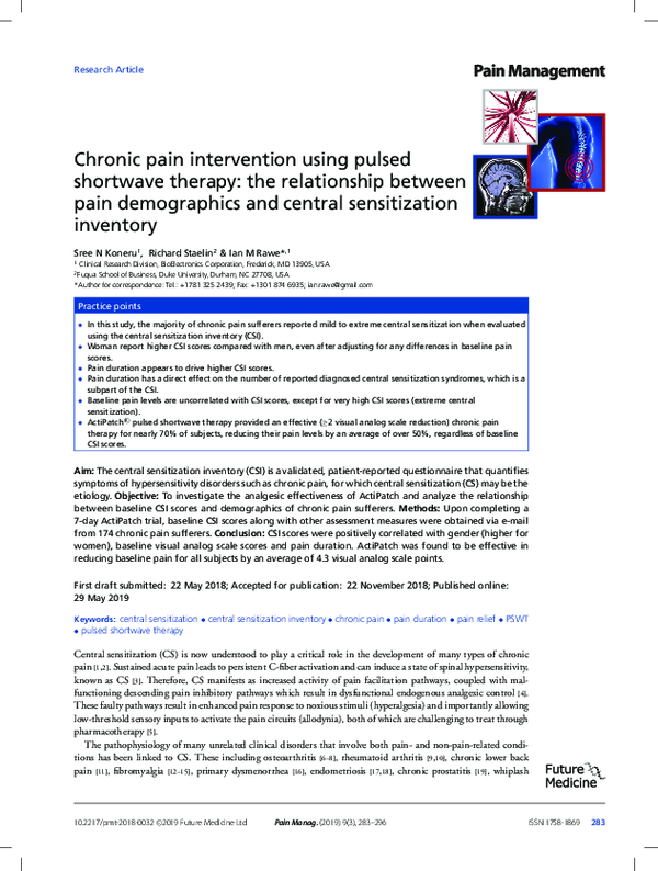(PDF) Chronic pain intervention using pulsed shortwave therapy: the ...