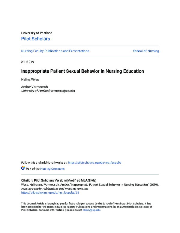 (PDF) Inappropriate Patient Sexual Behavior in Nursing Education