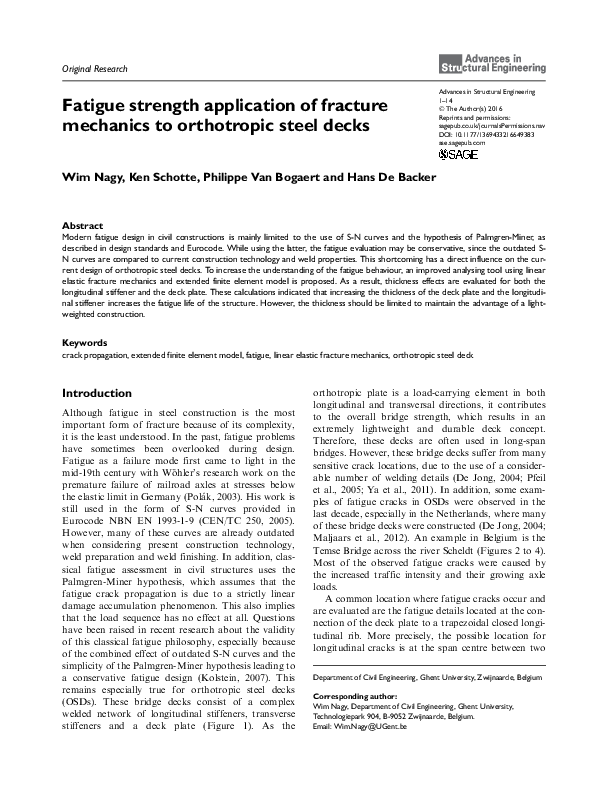 (PDF) Fatigue strength application of fracture mechanics to orthotropic ...