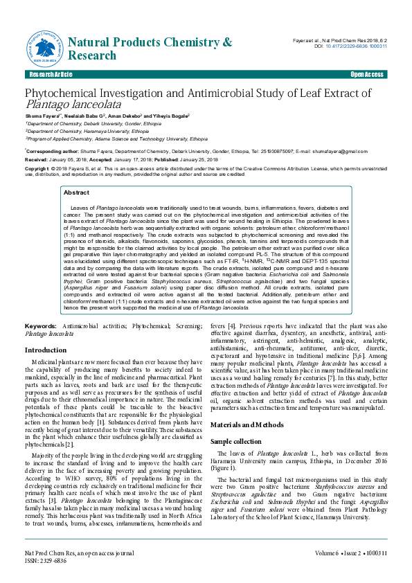 (PDF) Phytochemical Investigation and Antimicrobial Study of Leaf ...