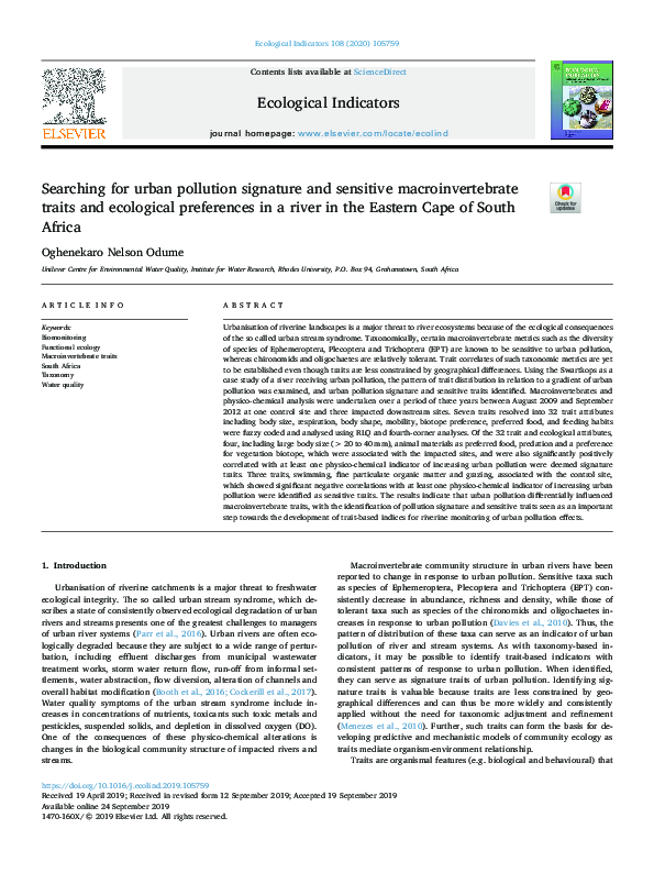 (PDF) Searching for urban pollution signature and sensitive ...