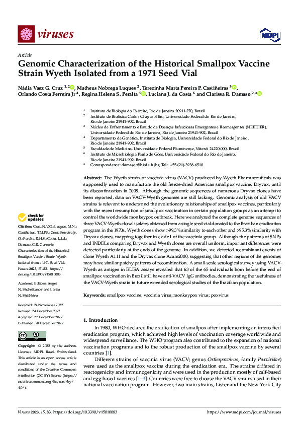 (PDF) Genomic Characterization of the Historical Smallpox Vaccine ...
