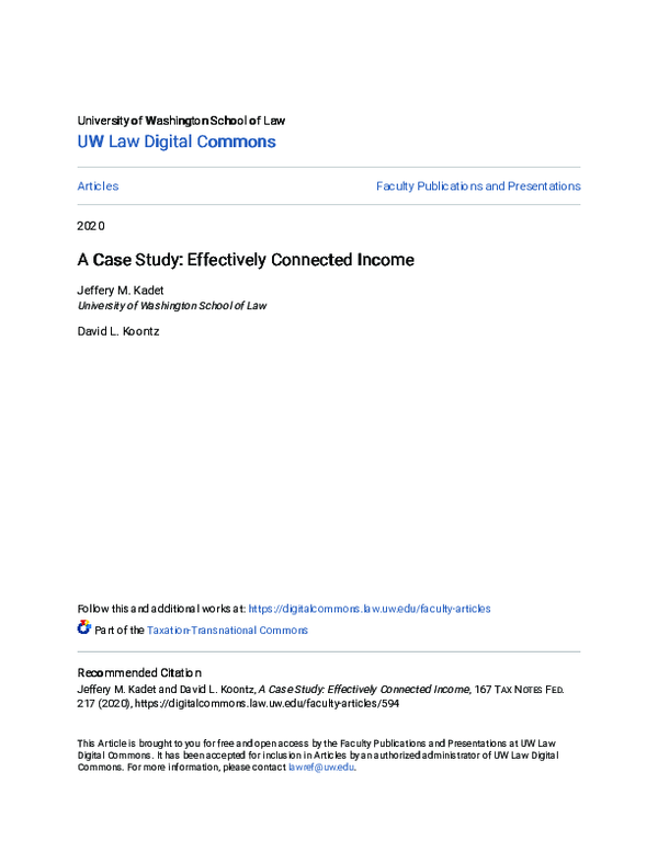 (PDF) A Case Study: Effectively Connected Income