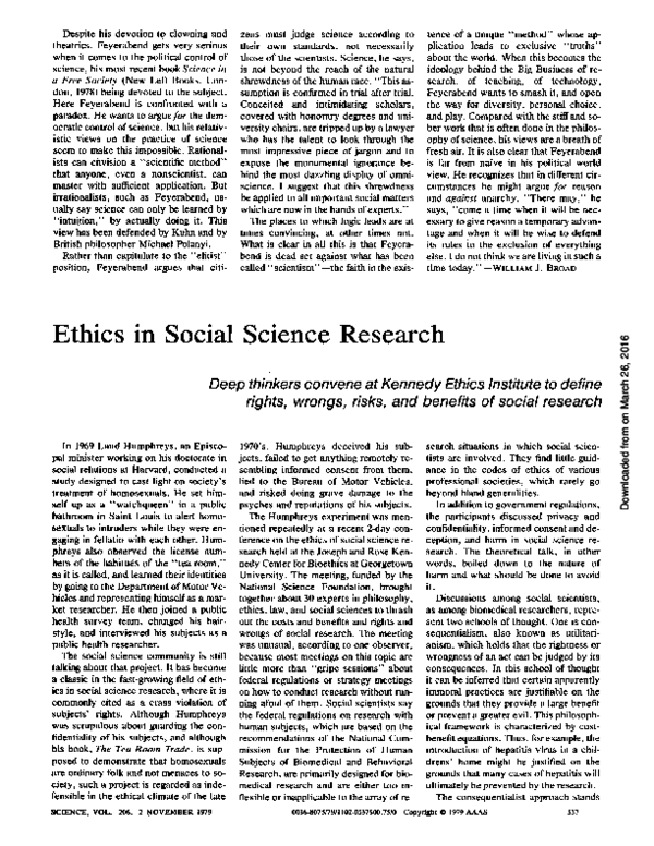 (PDF) Ethics in social science research